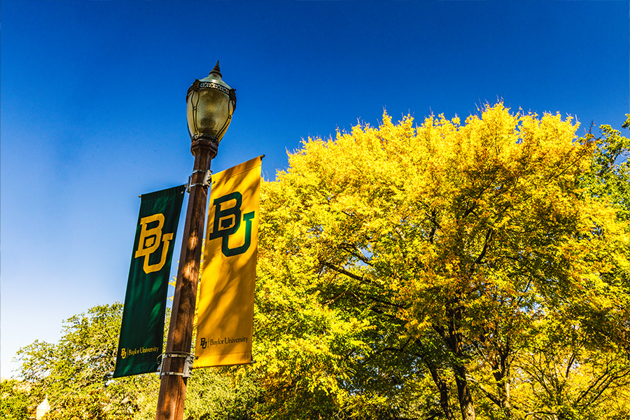 image of BU banners on campus light posts